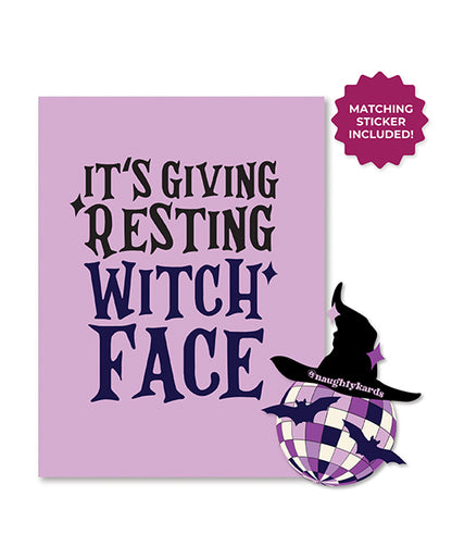 Halloween Witch Face Greeting Card w/Sticker by Eldorado Trading Company