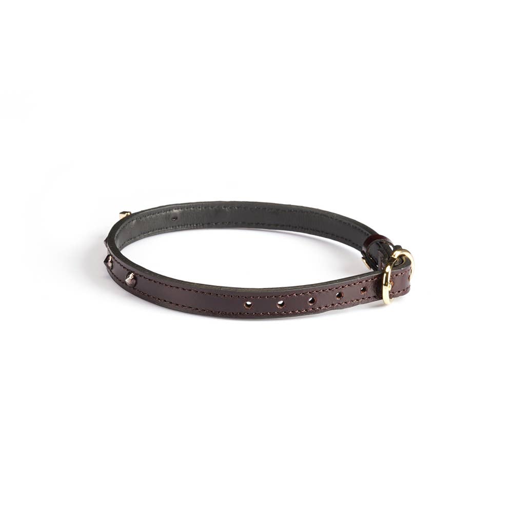 0.4" Wide Luxury Leather O-Ring Choker with Rivets
