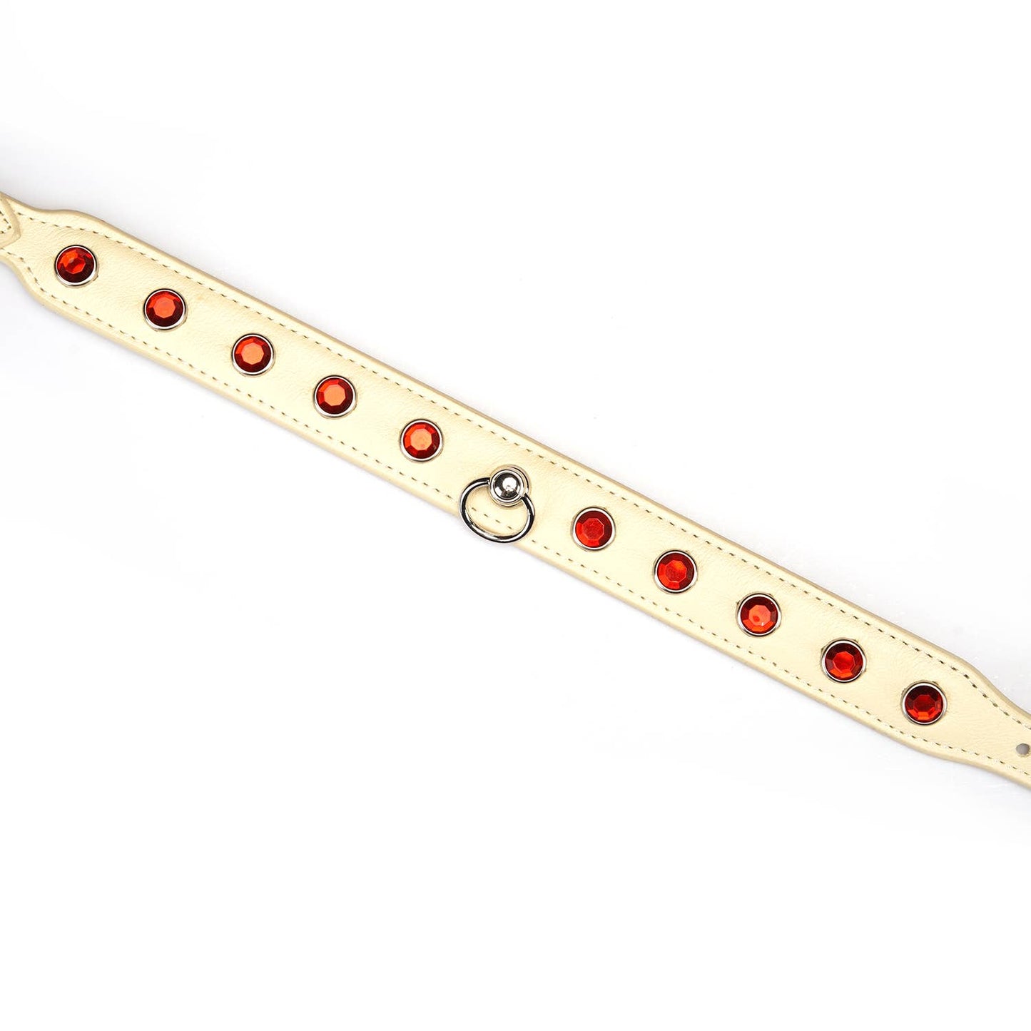 Liebe Seele Premium Leather Choker with Diamonds Ivory White