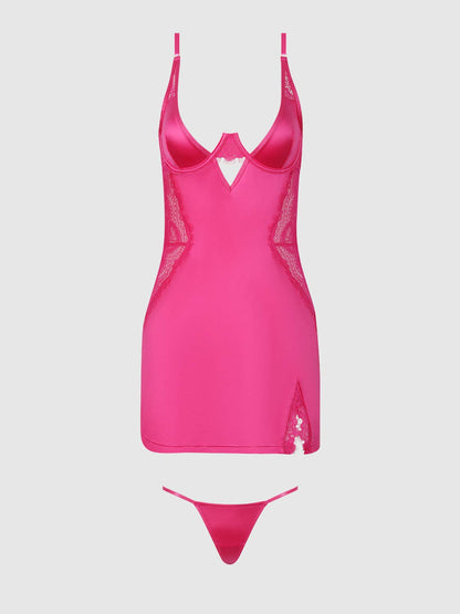 ISSADORA OILSLICK & LACE UNDERWIRE CHEMISE SET by House of Desire