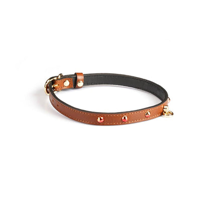 0.4" Wide Luxury Leather O-Ring Choker with Rivets