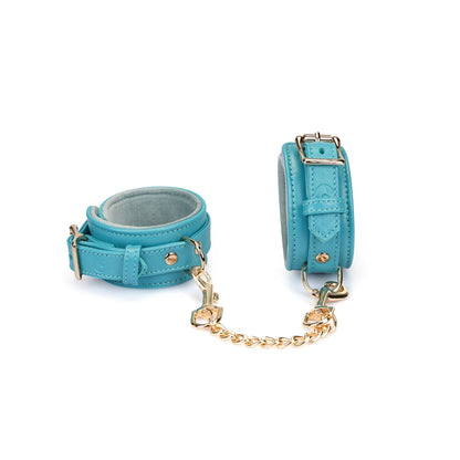 Liebe Seele- Blue Lamb leather Wrist Cuffs with Velvet Lining