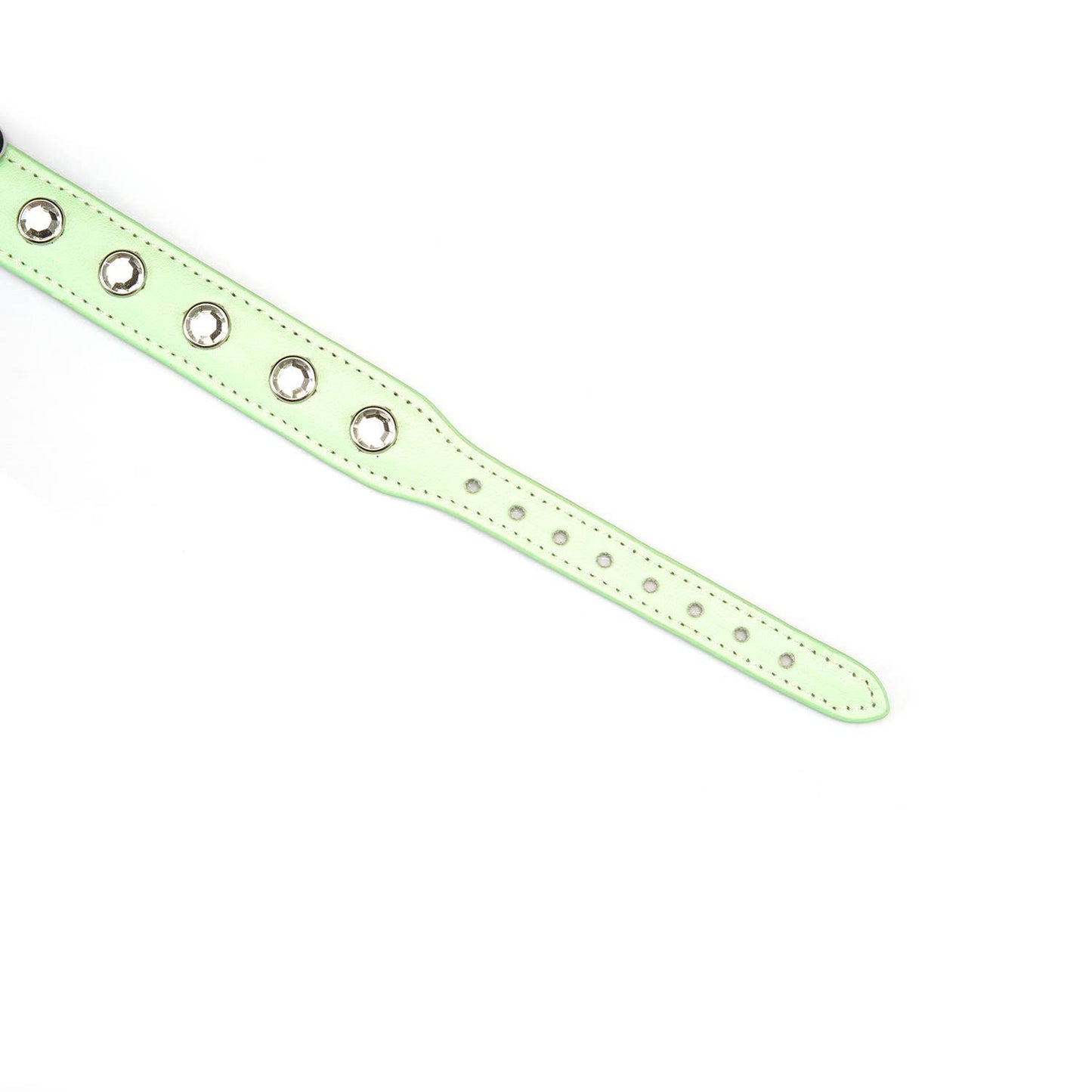 Liebe Seele Premium Leather Choker with Diamonds Green