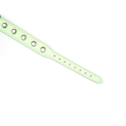 Liebe Seele Premium Leather Choker with Diamonds Green