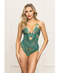 Lace and Mesh Open Crotch Teddy w/Gold Straps - Green MD by Eldorado Trading Company