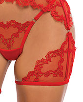 Baroque Heart Embroidered Lace 3 pc Chaps Set - Red XL by Eldorado Trading Company