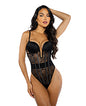 Belle Noir Chantilly Lace and Satin Teddy - Black XL