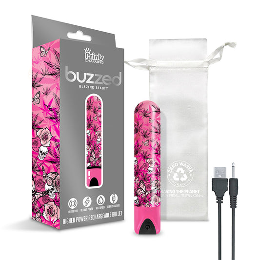 Prints Charming Buzzed Rechargeable Bullet - Blazing Beauty - Pink by Global Novelties LLC