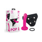 Together Pop 5 in. Silicone Dildo and Harness Set Pink by Electric EEL Inc.