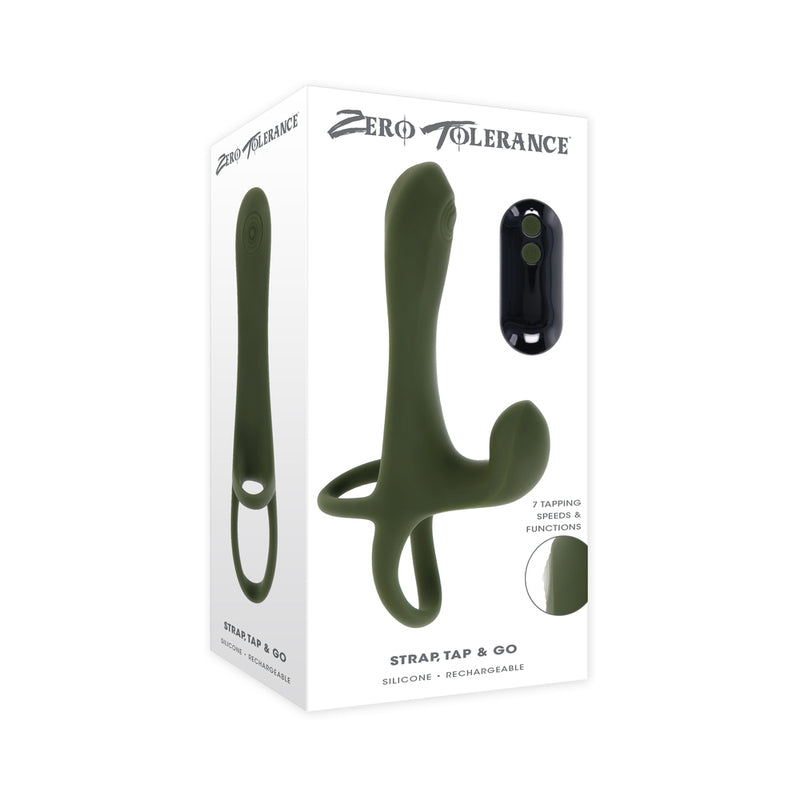 Zero Tolerance Strap Tap & Go  Rechargeable Vibrating Girth Enhancer Silicone Green