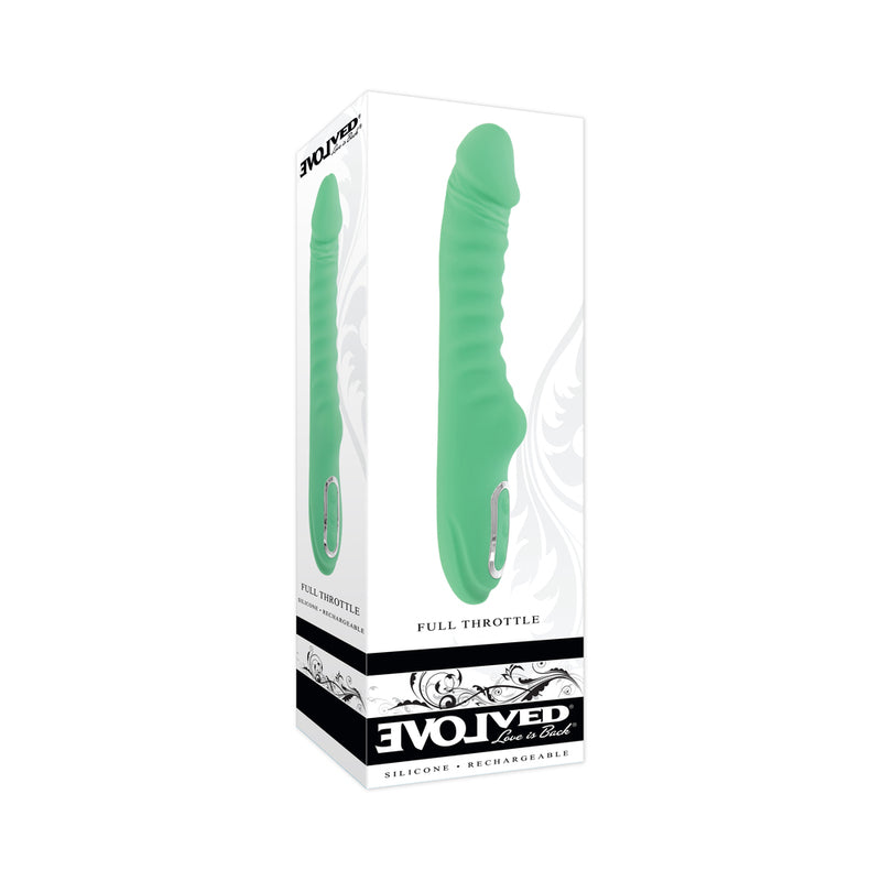 Evolved Full Throttle Rechargeable Warming Vibrator Silicone Mint Green by Evolved