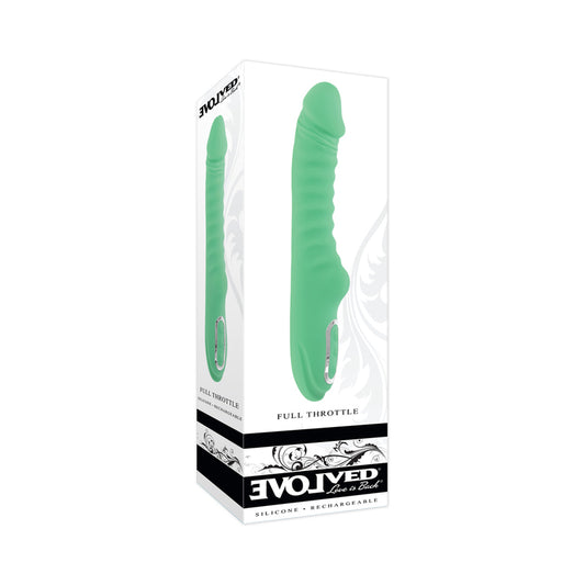 Evolved Full Throttle Rechargeable Warming Vibrator Silicone Mint Green by Evolved