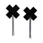 Pastease Tassel Pasties: Black Sparkle Plus X with Long Rhinestone Tassel by Pastease