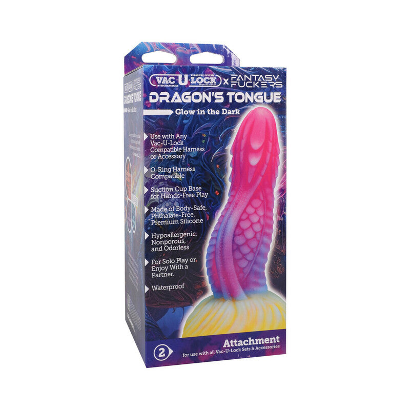 Vac-U-Lock x Fantasy Fuckers Glow-in-the-Dark Dragon's Tongue Multi-Color by Doc Johnson