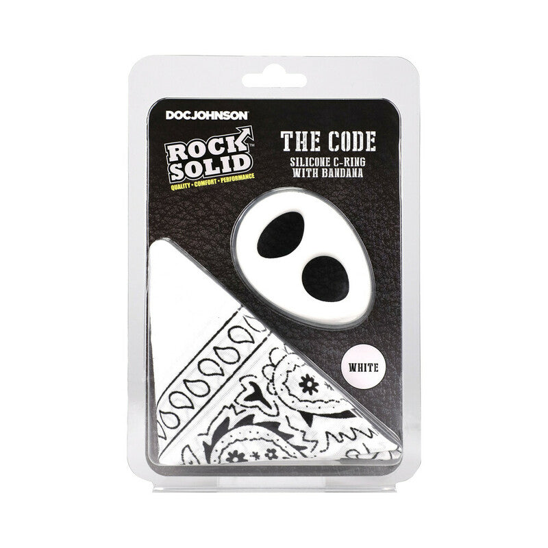Rock Solid The Code Silicone C-Ring with Bandana White/Black by Doc Johnson