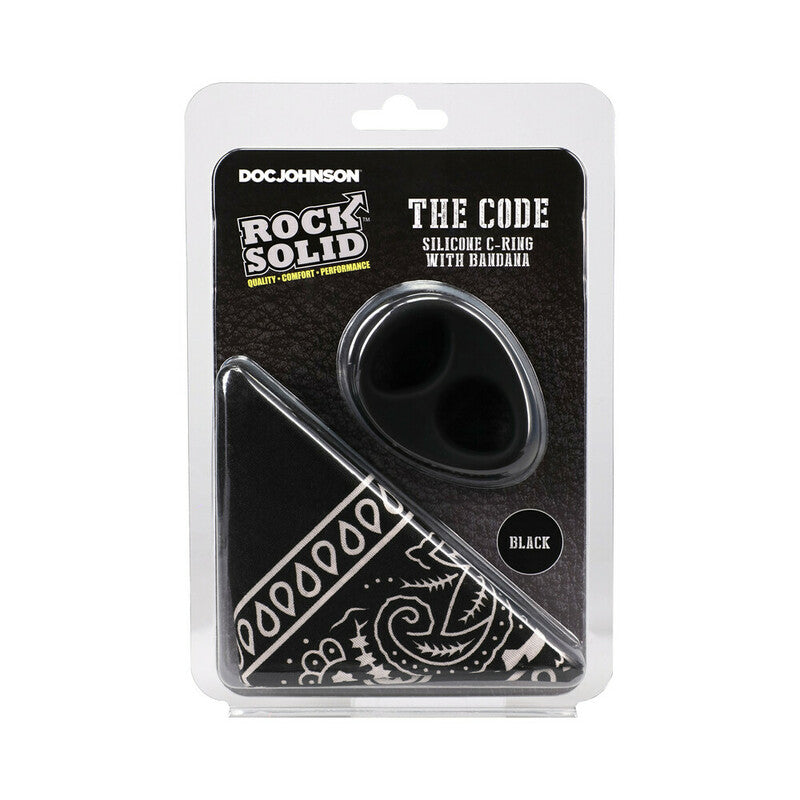 Rock Solid The Code Silicone C-Ring with Bandana Black by Doc Johnson
