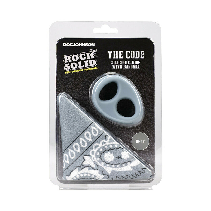 Rock Solid The Code Silicone C-Ring with Bandana Gray/Black by Doc Johnson