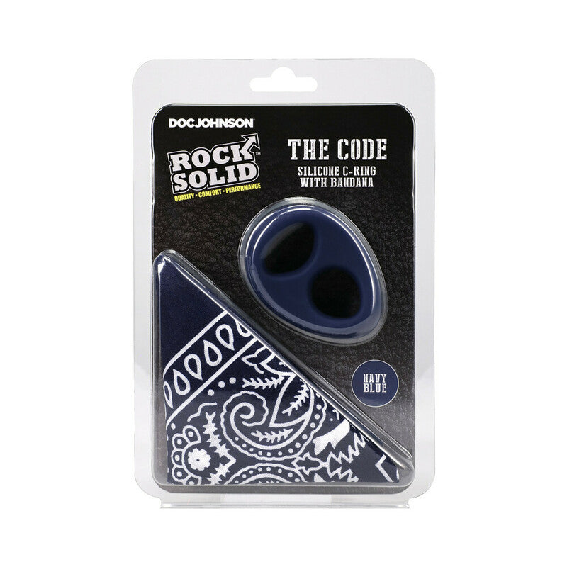Rock Solid The Code Silicone C-Ring with Bandana Navy Blue/Black by Doc Johnson