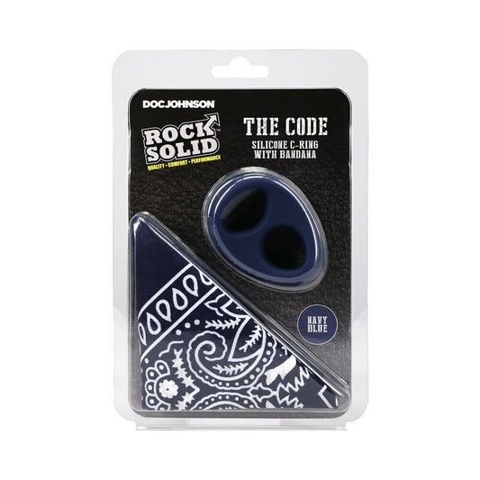 Rock Solid The Code Silicone C-Ring with Bandana Navy Blue/Black by Doc Johnson