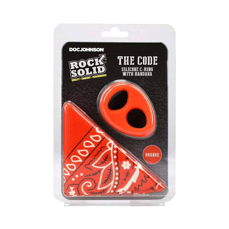 Rock Solid The Code Silicone C-Ring with Bandana Orange/Black by Doc Johnson