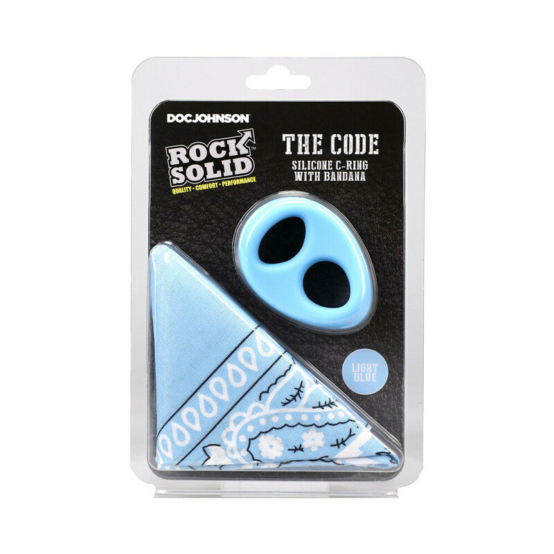 Rock Solid The Code Silicone C-Ring with Bandana Light Blue/Black by Doc Johnson