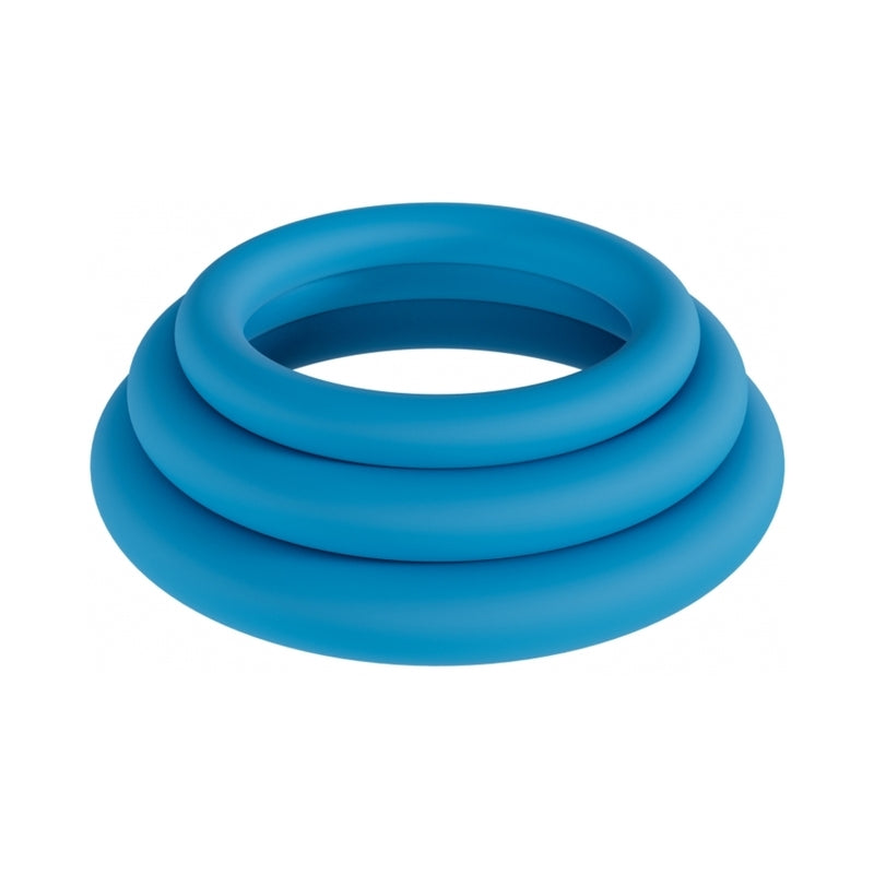 LEVELZ Classic Silicone Cock Ring Set of 3 (XS/S/M) Teal by Shots America LLC