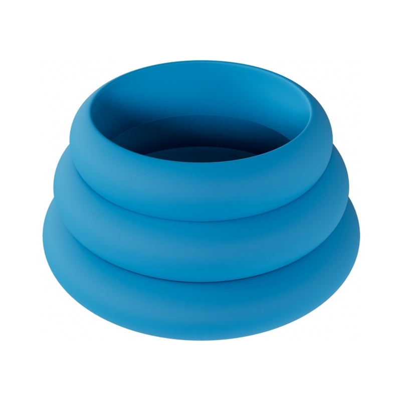 LEVELZ Wide O Silicone Cock Ring Set of 3 (30mm/35mm/42mm) Teal by Shots America LLC