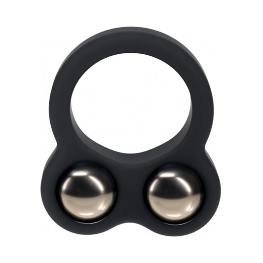 LEVELZ Liquid Silicone Double Weighted Ball Cock Ring Black by Shots America LLC