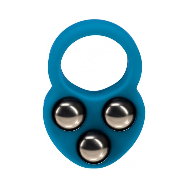 LEVELZ Liquid Silicone Triple Weighted Ball Cock Ring Teal by Shots America LLC