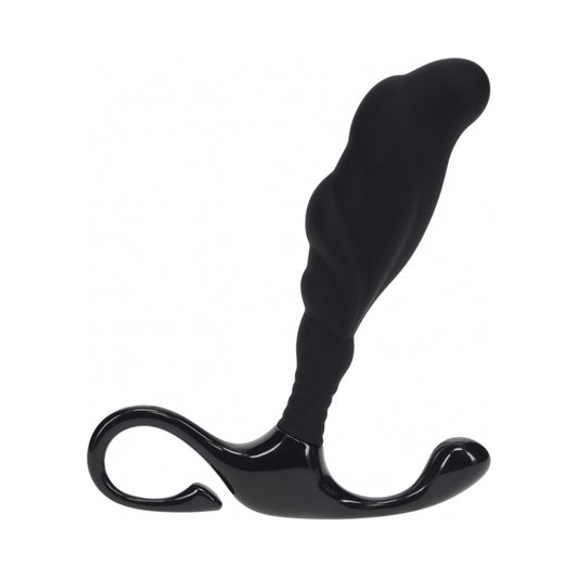 LEVELZ Rippled with Hard Loop Silicone Prostate Massager Large Black