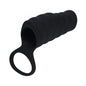 LEVELZ Vibrating Ribbed Silicone Cock Sleeve & Ball Ring Black by Shots America LLC