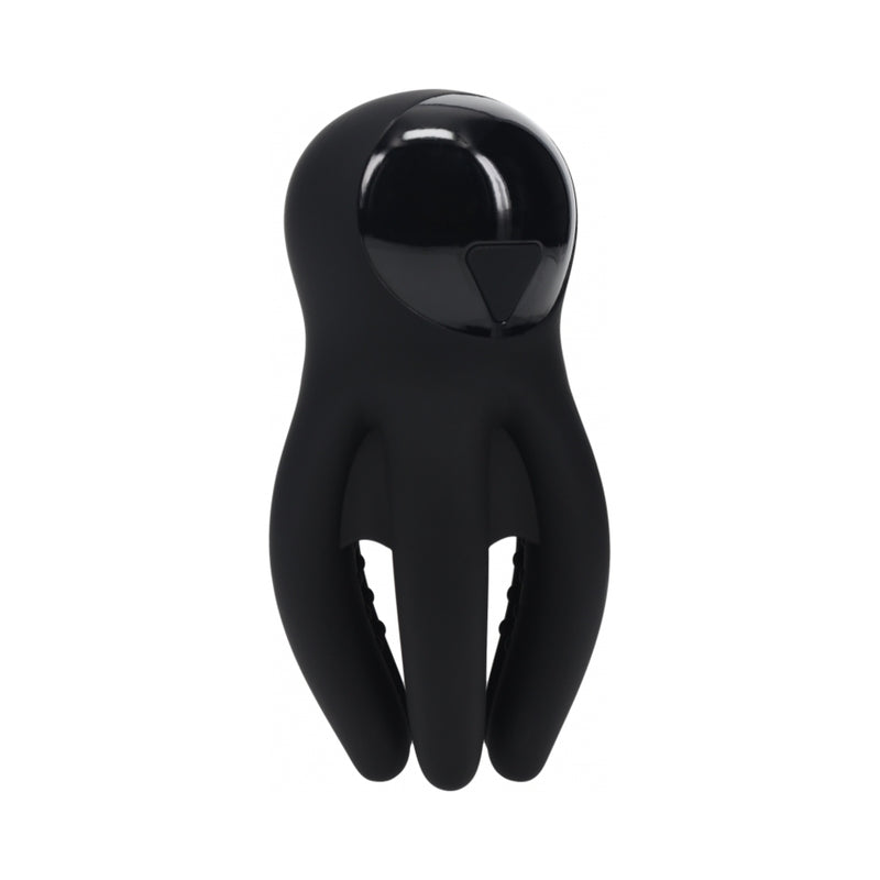 LEVELZ Digital Vibrating Silicone Penis Head Stimulator with Tentacles Black by Shots America LLC