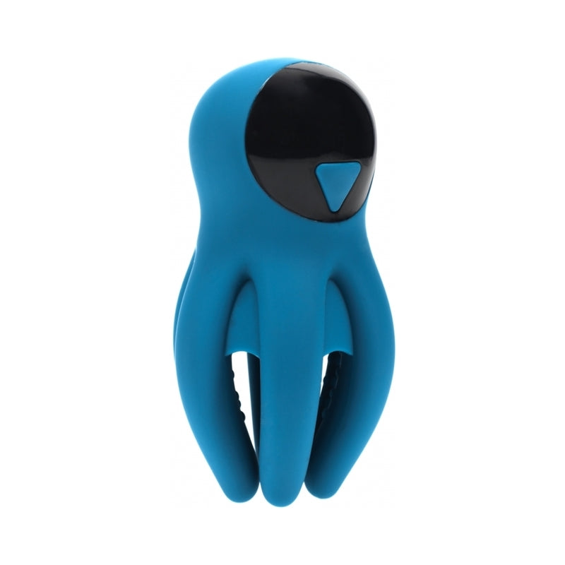 LEVELZ Digital Vibrating Silicone Penis Head Stimulator with Tentacles Teal by Shots America LLC