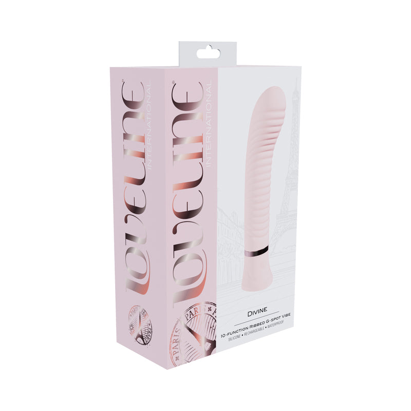 Loveline Divine Rechargeable Silicone Ribbed G-Spot Vibrator Pink by Shots America LLC