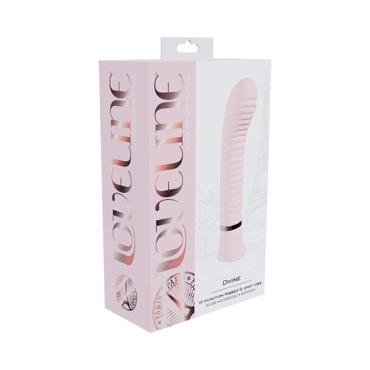 Loveline Divine Rechargeable Silicone Ribbed G-Spot Vibrator Pink by Shots America LLC