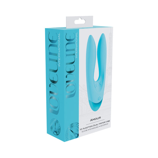 Loveline Amour Rechargeable Silicone Dual Motor Vibrator Blue by Shots America LLC