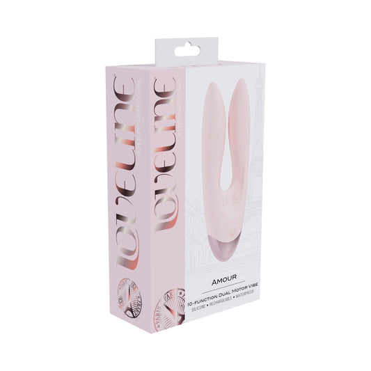 Loveline Amour Rechargeable Silicone Dual Motor Vibrator Pink by Shots America LLC