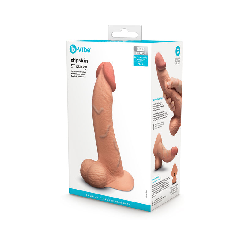 b-Vibe Slipskin Realistic Silicone Dildo 9 in. Curved Mocha by COTR Inc.