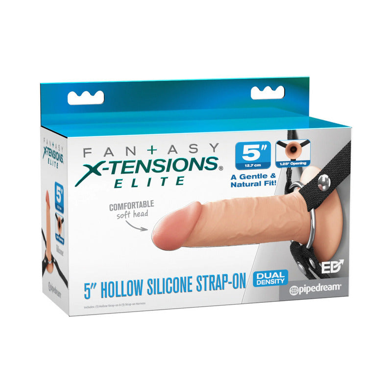 Fantasy X-Tensions Elite Silicone Hollow Strap-On Dual Density 5 in. Light by Pipedream