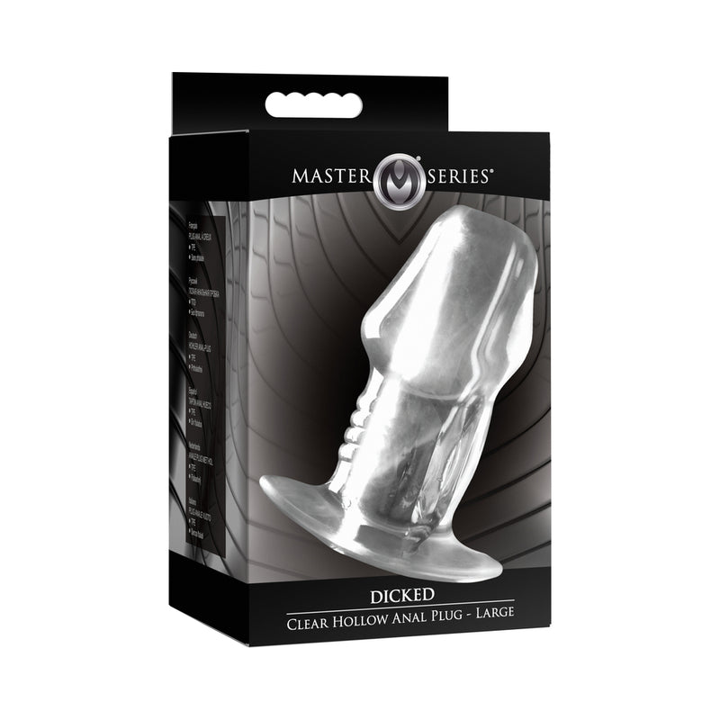 Master Series Dicked Clear Hollow Anal Plug Large