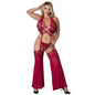 Magic Silk Black Cherry Plunge Top with Removable Chaps & Cheeky Panty Cherry Queen Size