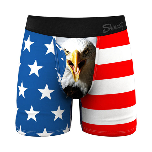 Shinesty The Mascot American Flag Ball Hammock Pouch Underwear with Fly - Supportive and Breathable Men's Boxers by Shinesty
