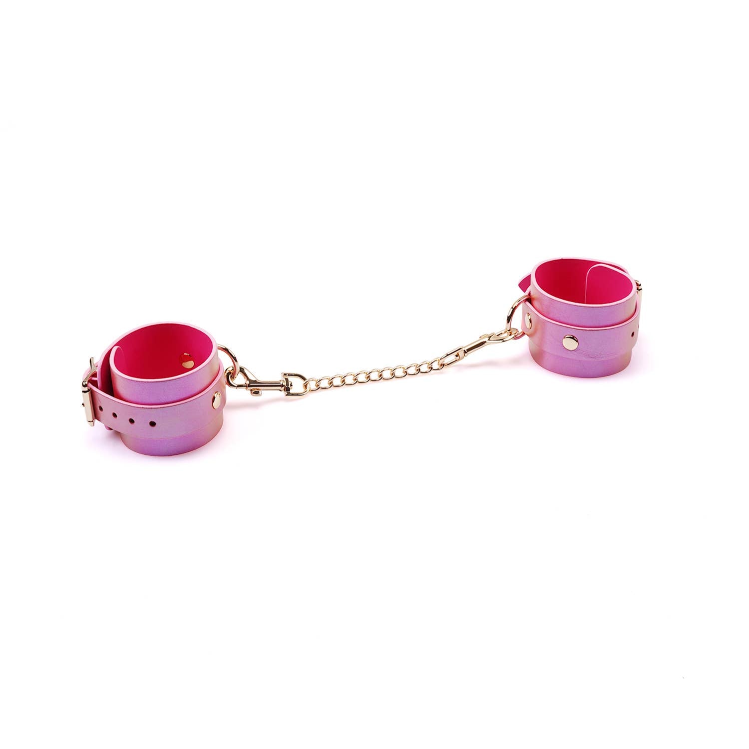 Liebe Seele- Lustre Rosa: Pink Leather Wrist Cuffs by Liebe Seele