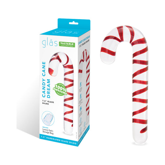 Glas Candy Cane Dream 7.5 in. Glass Dildo by Electric EEL Inc.