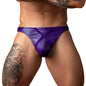 Male Power Eggplant Crossover Thong Plum S/M