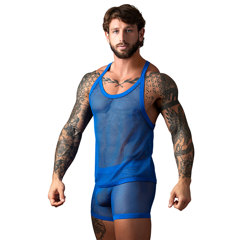 Male Power Fishnet 2.0 Tank Top Royal S/M