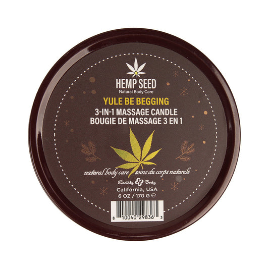 Earthly Body Hemp Seed 3-in-1 Massage Candle Yule Be Begging 6 oz. by Earthly Body