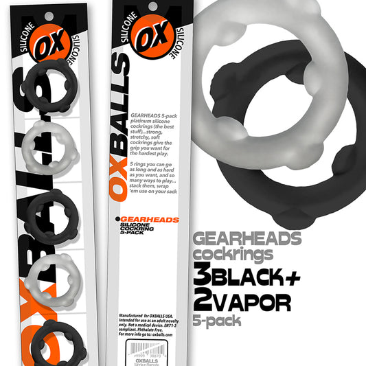 Oxballs Gearheads 5-Pack Spinner Rings — Spinner Ring Set for Play and Wear by Blue Ox Designs, Oxballs