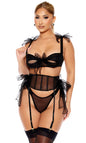 Unwraped Mesh Bow Detail bra and Waist Cincher Set