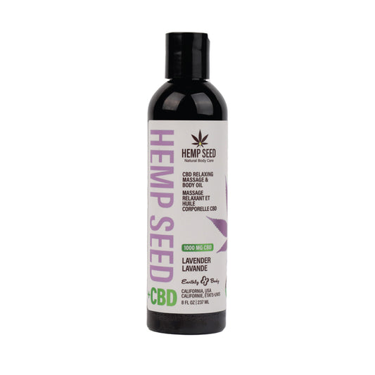 Earthly Body Hemp Seed CBD Relaxing Massage and Body Oil Lavender 8 oz. by Earthly Body